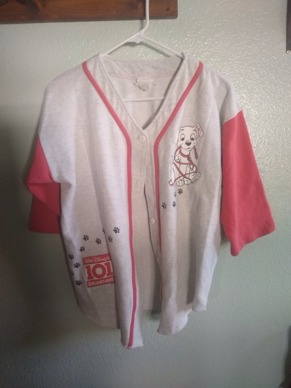 Disney 101 Dalmatians Button-Front Kids Shirt - White & Pink